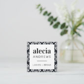 LASHES & BROWS stijlvol zwart wit Vierkante Visitekaartje (Staand voorkant)