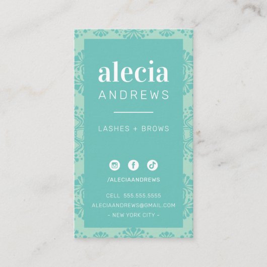 LASHES & BROWS stijlvolle mint jade groen Visitekaartje (Voorkant)