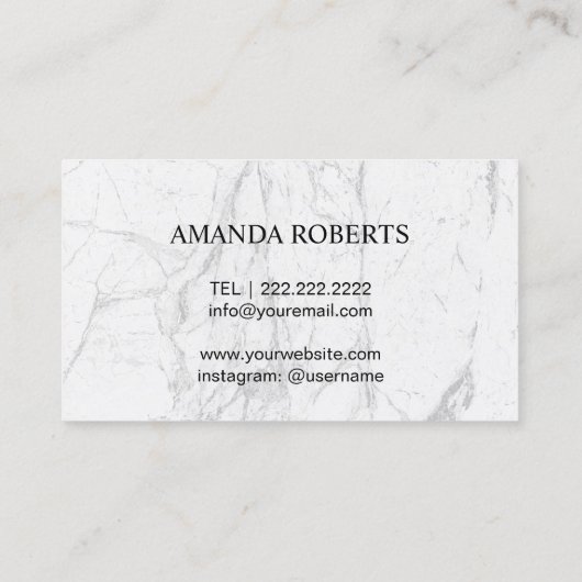 Lashes & Brows White Marble Makeup Artist Visitekaartje (Achterkant)