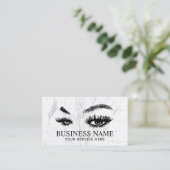 Lashes & Brows White Marble Makeup Artist Visitekaartje (Staand voorkant)