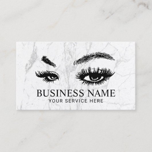 Lashes & Brows White Marble Makeup Artist Visitekaartje (Voorkant)