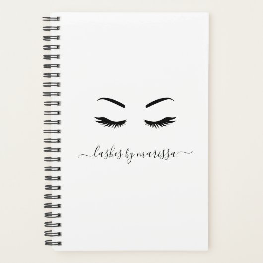 Lashes Business Minimalist Black White Elegant Planner (Voorkant)