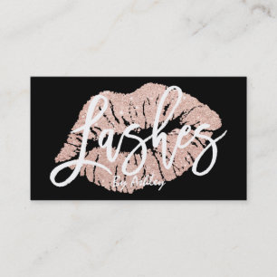 Lashes chic faux roos gold glitter lips typografie visitekaartje