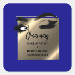 Lashes Cleaner Makeup Beauty Shop - Blauw Vierkante Sticker