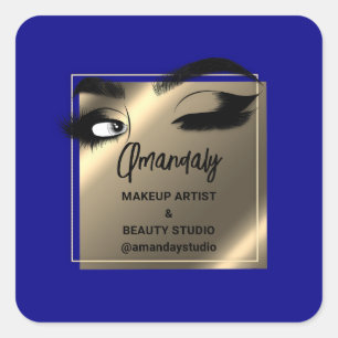 Lashes Cleaner Makeup Beauty Shop - Blauw Vierkante Sticker