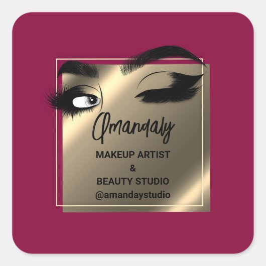 Lashes Cleaner Makeup Beauty Shop Dank Marsala Vierkante Sticker (Voorkant)
