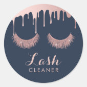 Lashes Cleaner Modern Roos Gold Driving Navy Blue Ronde Sticker (Voorkant)