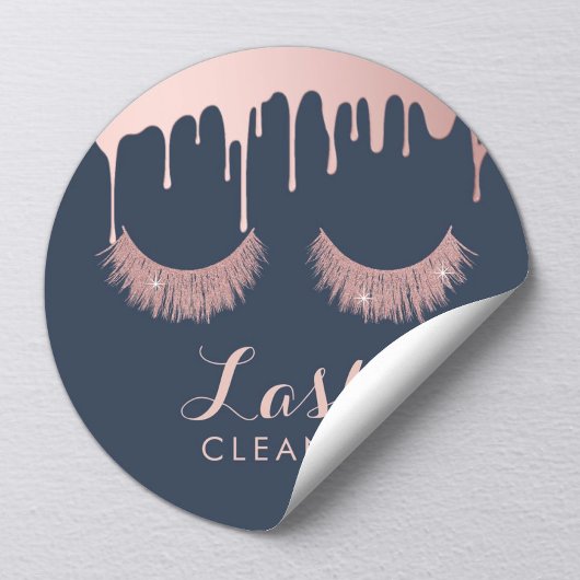 Lashes Cleaner Modern Roos Gold Driving Navy Blue Ronde Sticker