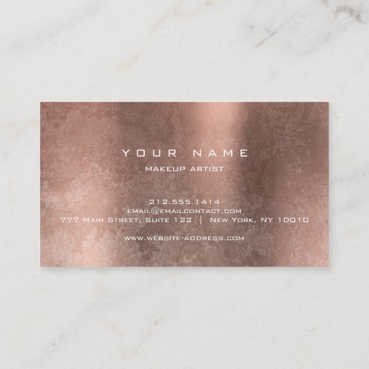 Lashes Copper Grungy Faux Glitter Typografen Makeu Visitekaartje (Achterkant)