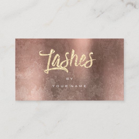 Lashes Copper Grungy Faux Glitter Typografen Makeu Visitekaartje (Voorkant)