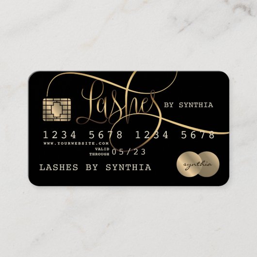 Lashes Credit Kaart Styled Black Gold Visitekaartje (Voorkant)
