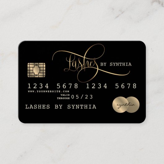 Lashes Credit Kaart Styled Black Gold Visitekaartje (Voorkant)