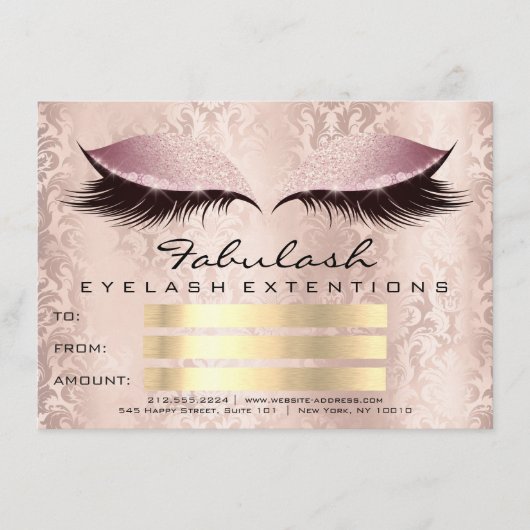 Lashes Damask roze Makeup Artist Certificate Gift (Voorkant)