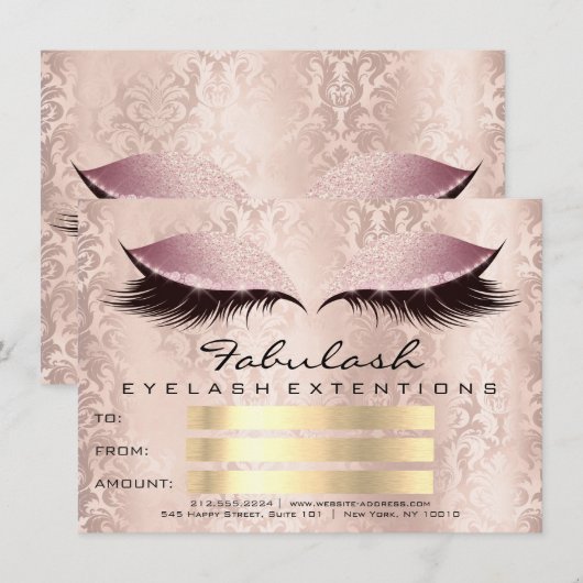 Lashes Damask roze Makeup Artist Certificate Gift (Voorkant / Achterkant)