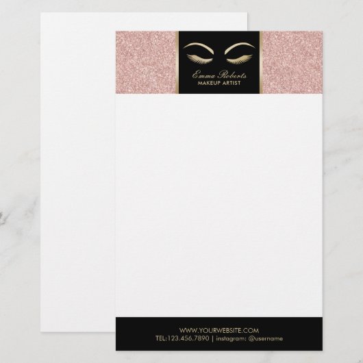 Lashes en Brow Makeup Artist Roos Gold Beauty Salo Briefpapier (Voorkant / Achterkant)