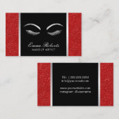 Lashes en BrowMakeup artistiek modern rood en zilv Visitekaartje (Voorkant / Achterkant)