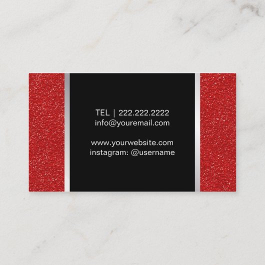 Lashes en BrowMakeup artistiek modern rood en zilv Visitekaartje (Achterkant)