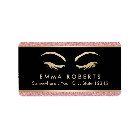 Lashes en BrowMakeup artistieke moderne Roos Gold  Etiket (Voorkant)