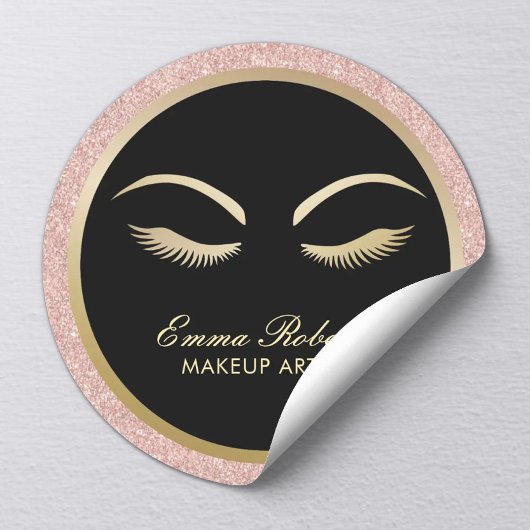 Lashes en BrowMakeup artistieke moderne Roos Gold  Ronde Sticker