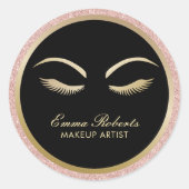 Lashes en BrowMakeup artistieke moderne Roos Gold  Ronde Sticker (Voorkant)