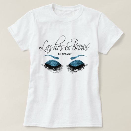 Lashes en Brows - Blauw T-shirt (Design voorkant)