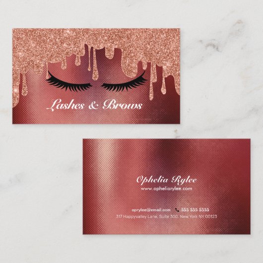 Lashes en Brows Elegant Script Gold Makeup Beauty Visitekaartje (Voorkant / Achterkant)