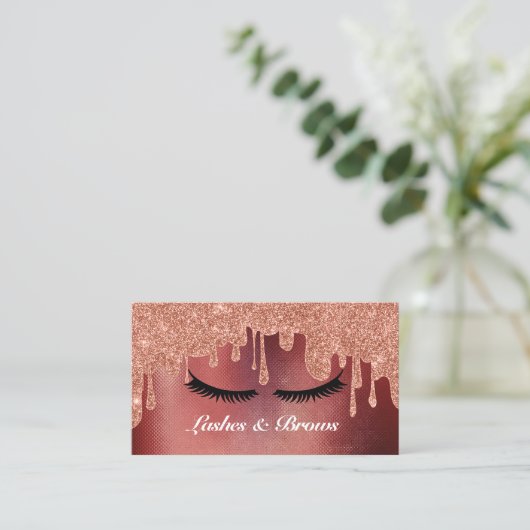 Lashes en Brows Elegant Script Gold Makeup Beauty Visitekaartje (Staand voorkant)