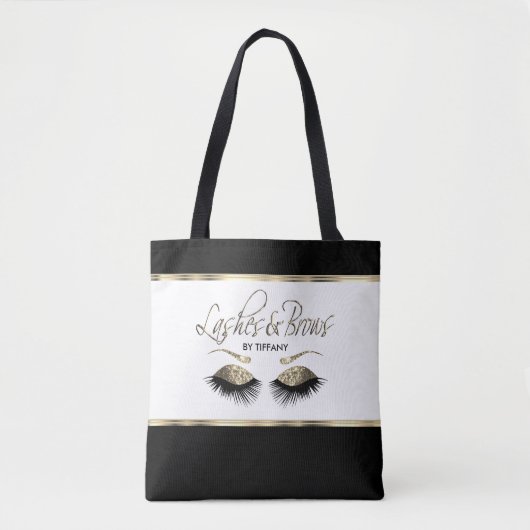 Lashes en Brows - Goud Tote Bag (Voorkant)