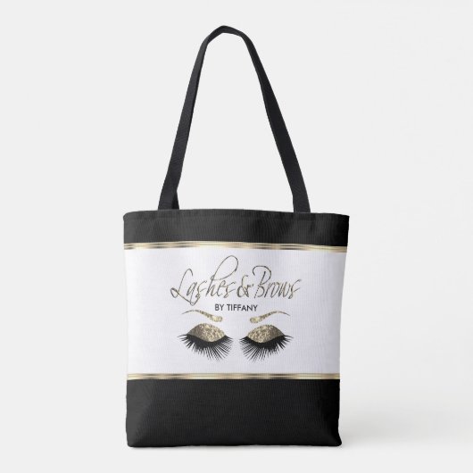 Lashes en Brows - Goud Tote Bag (Achterkant)