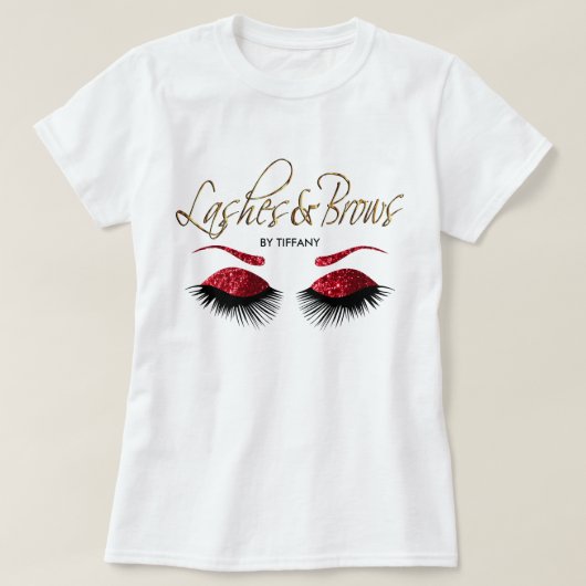 Lashes en Brows - Rood T-shirt (Design voorkant)