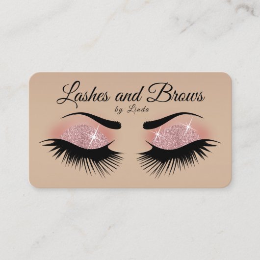 Lashes en Brows - Roos Gold Glitter Visitekaartje (Voorkant)