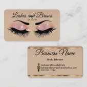 Lashes en Brows - Roos Gold Glitter Visitekaartje (Voorkant / Achterkant)