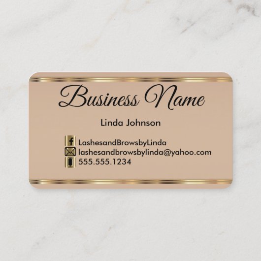 Lashes en Brows - Roos Gold Glitter Visitekaartje (Achterkant)