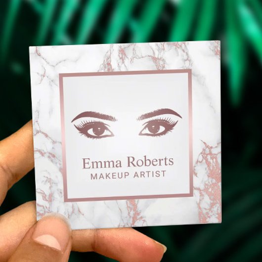 Lashes en Brows Roos Gold Marble Makeup Artist Vierkante Visitekaartje