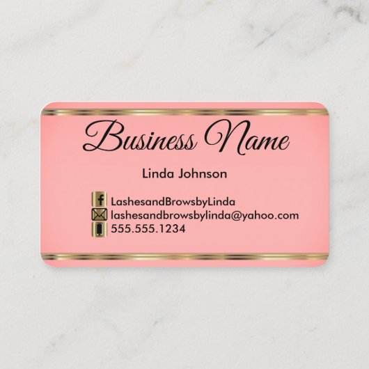 Lashes en Brows - Roze koraal Glitter Visitekaartje (Achterkant)