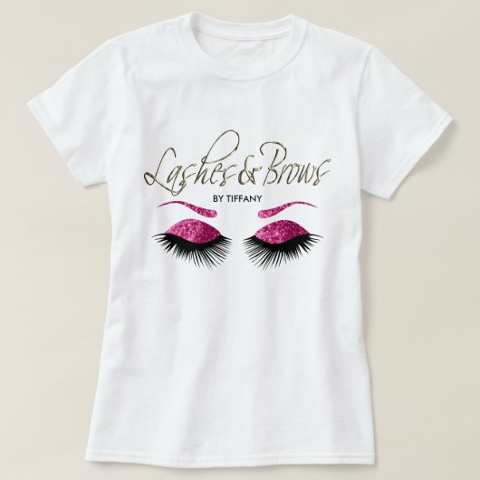 Lashes en Brows - Roze T-shirt (Design voorkant)