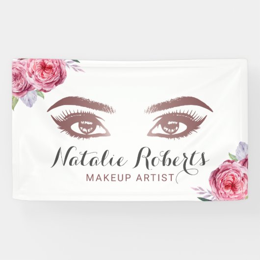 Lashes en Brows Salon Makeup Artiest  Floral Spandoek (Horizontaal)