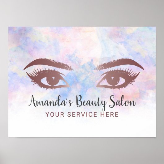 Lashes en Brows Salon Makeup Artiest Waterverf Poster (Voorkant)
