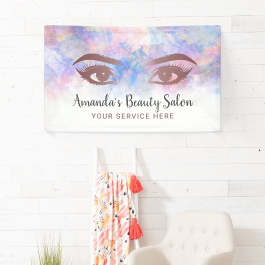 Lashes en Brows Salon Makeup Artiest Waterverf Spandoek (Insitu)