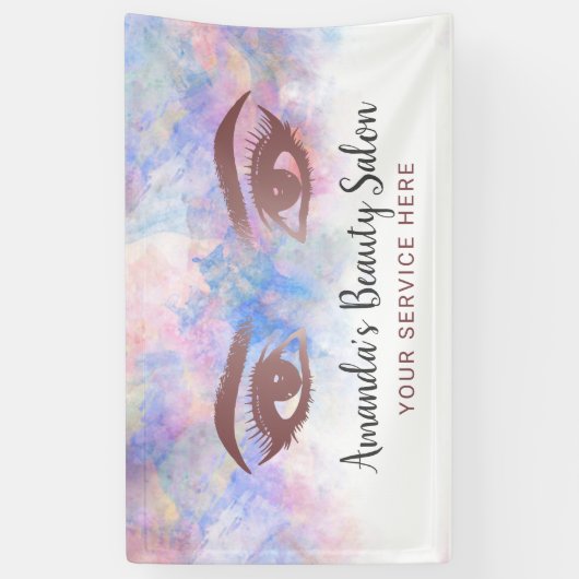 Lashes en Brows Salon Makeup Artiest Waterverf Spandoek (Verticaal)