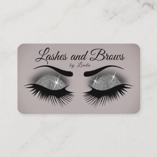 Lashes en Brows - Smokey Grey Silver Glitter Visitekaartje (Voorkant)