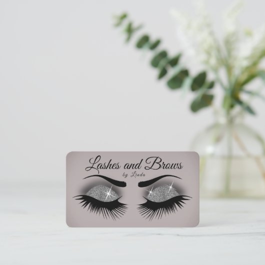 Lashes en Brows - Smokey Grey Silver Glitter Visitekaartje (Staand voorkant)