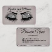 Lashes en Brows - Smokey Grey Silver Glitter Visitekaartje (Voorkant / Achterkant)