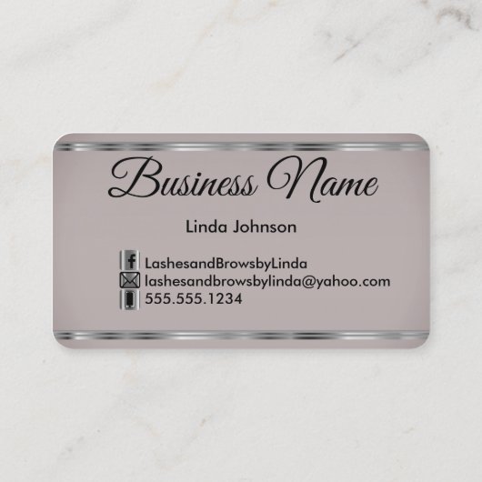 Lashes en Brows - Smokey Grey Silver Glitter Visitekaartje (Achterkant)