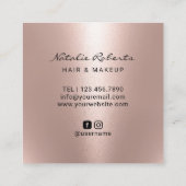 Lashes en Lips Hair Salon Makeup Artist Roos Gold Vierkante Visitekaartje (Achterkant)