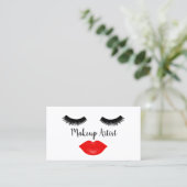 Lashes en Lipstick Makeup Artist Visitekaartje (Staand voorkant)
