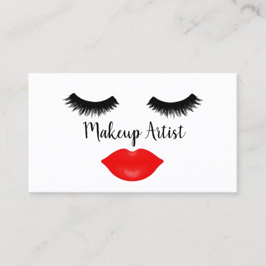 Lashes en Lipstick Makeup Artist Visitekaartje (Voorkant)