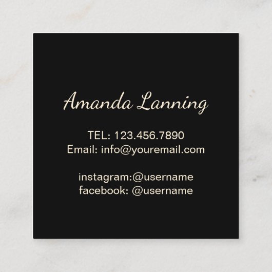 Lashes en sloten moderne zwart- en goudvormers vierkante visitekaartje (Achterkant)