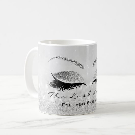 Lashes ExAttentie Beauty Studio Silver Grey Glitte Koffiemok (Voorkant links)
