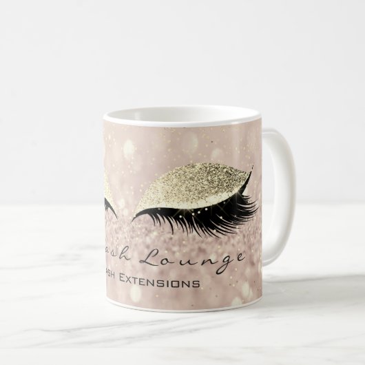 Lashes Exention Beauty Studio Makeup Gold Glitter Koffiemok (Voorkant rechts)